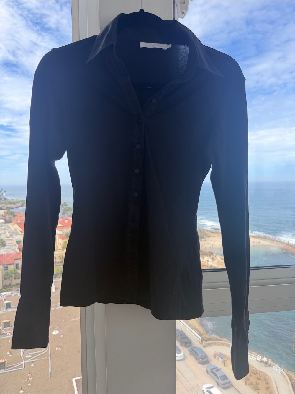 Anne Fontaine Black Long-Sleeve Button-Down Shirt